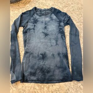 Lululemon Swiftly Speed Long Sleeve Marble Dye Night Diver Blue Print Shirt 6